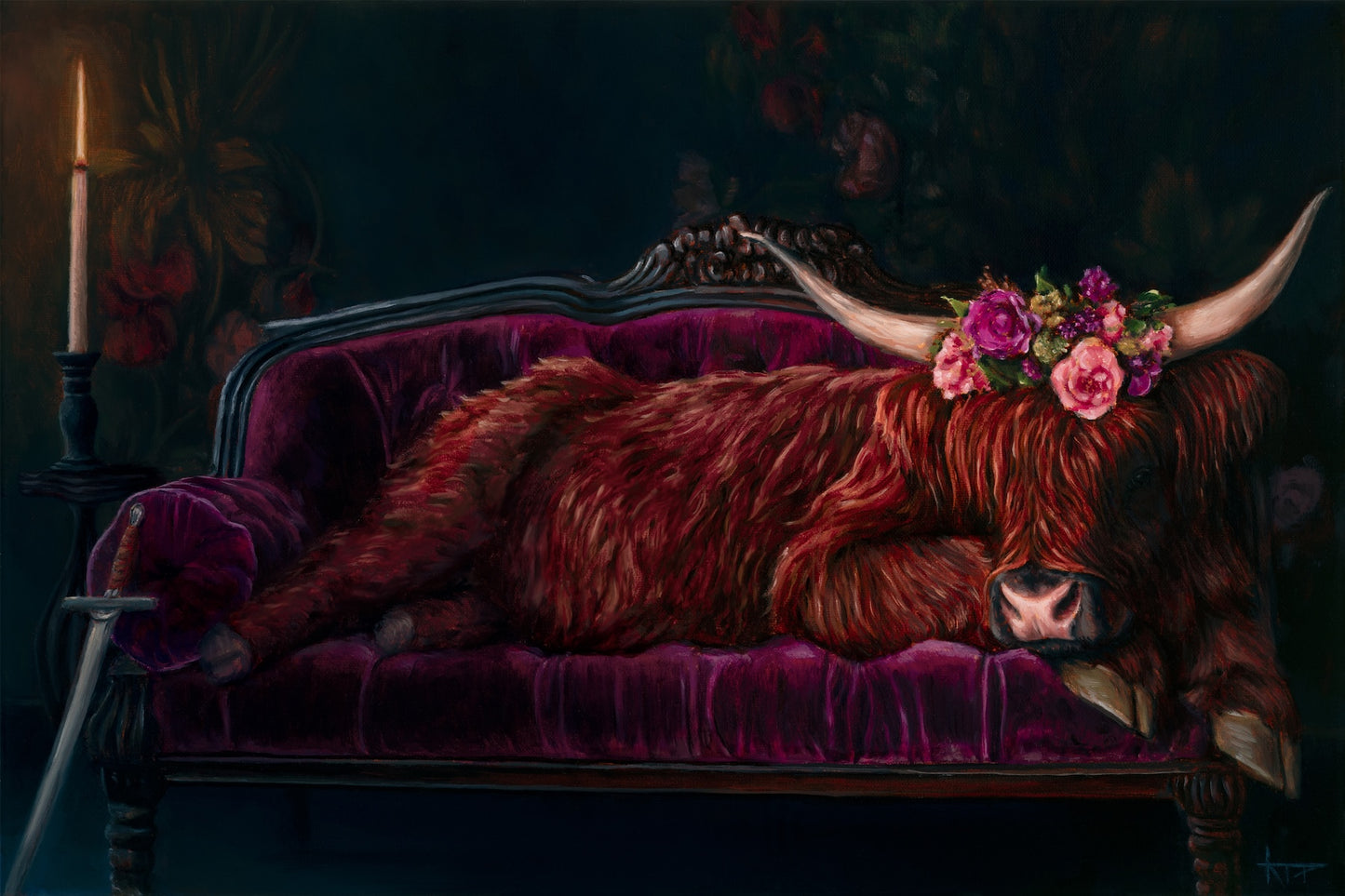 Highland Coo Framed Original Oil Painting