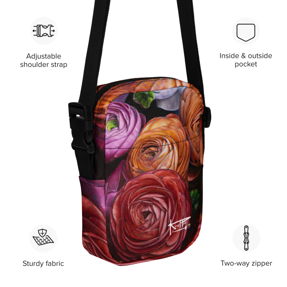 Ranunculus Flowers Utility Crossbody Bag